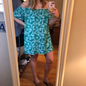 ASOS size 10 Green Tropical Off Shoulder Cover Up